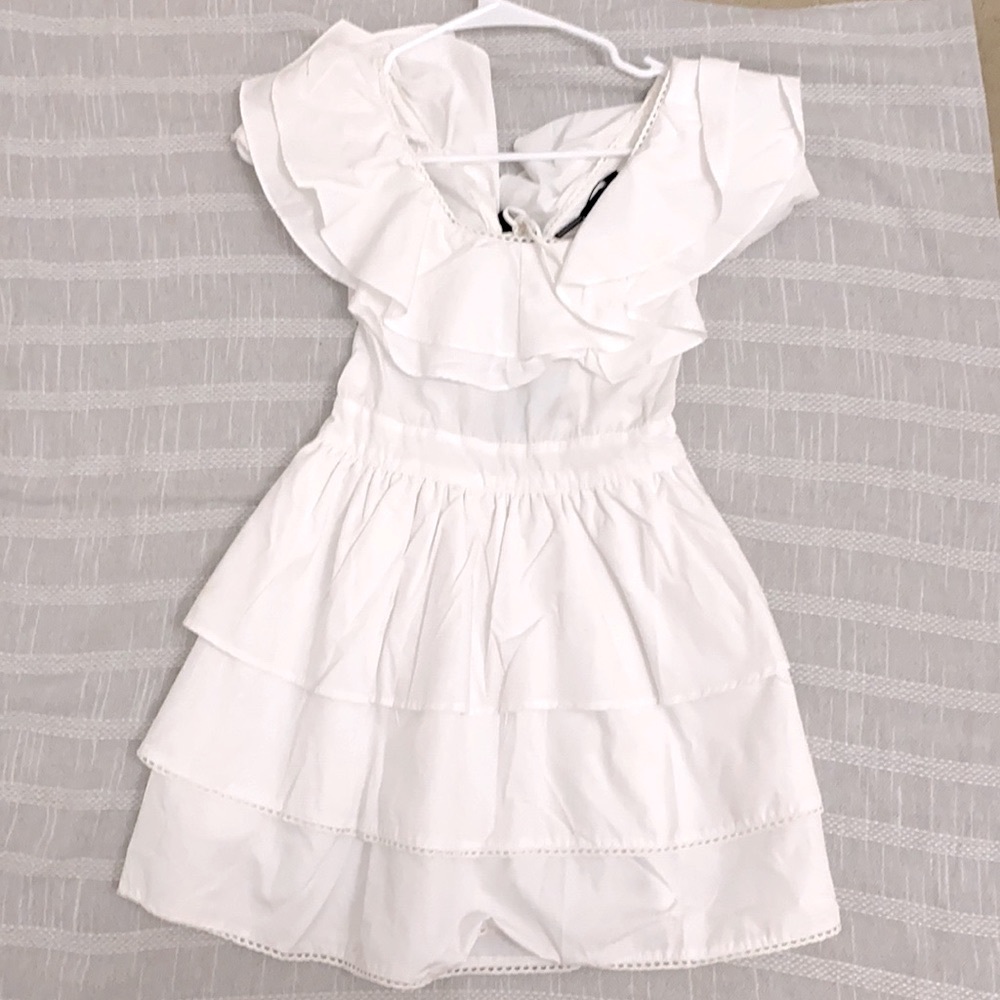 Square neck tiered frill dress